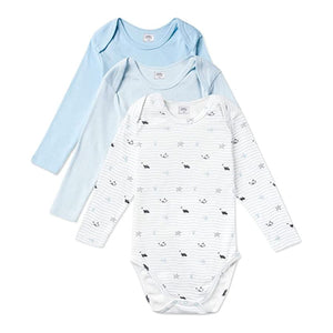 Stellou & Friends Unisex Cotton Long Sleeve Onesies - 3 pack of Soft Bodysuits for Baby Boys & Girls