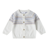 Stellou & Friends 100% Cotton Knit Norwegian Jacquard Design Baby Toddler Boys Girls Long Sleeve Cardigan Sweater (Birth - 4 years)