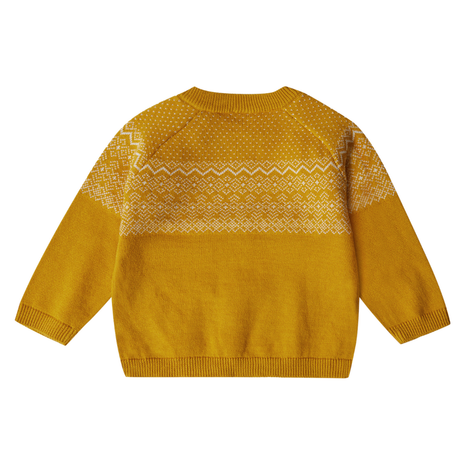 Stellou & Friends 100% Cotton Knit Norwegian Jacquard Design Baby Toddler Boys Girls Long Sleeve Crew Neck Sweater with Shoulder Buttons (Birth - 4 years)