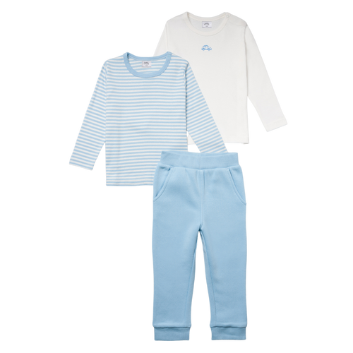 Stellou & Friends Cotton Blue and White 3 Piece Clothing Set for Newborns, Babies and Toddlers