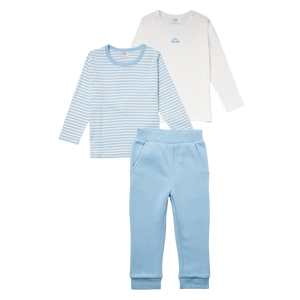 Stellou & Friends Cotton Blue and White 3 Piece Clothing Set for Newborns, Babies and Toddlers