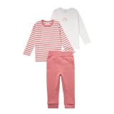 Stellou & Friends Cotton Pink and White 3 Piece Clothing Set for Newborns, Babies and Toddlers