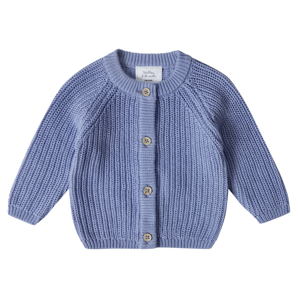 Stellou & Friends 100% Cotton Chunky Ribbed Knitted Cardigan for Boys & Girls Ages 0-6 Years