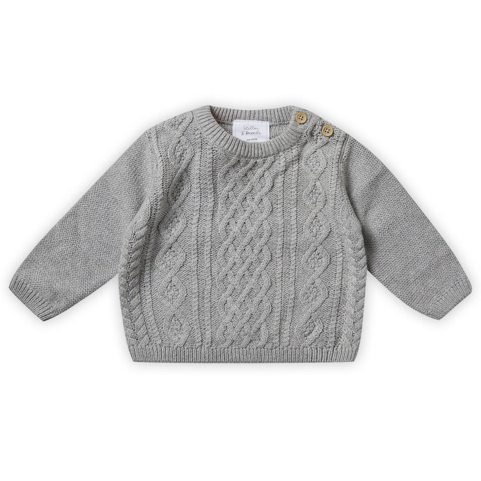 Stellou & Friends 100% Cotton Unisex Cable Knit Sweater for Babies and Children Ages 0-6 Years