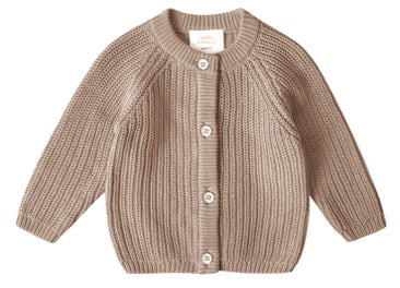 Stellou & Friends 100% Cotton Chunky Ribbed Knitted Cardigan for Boys & Girls Ages 0-6 Years