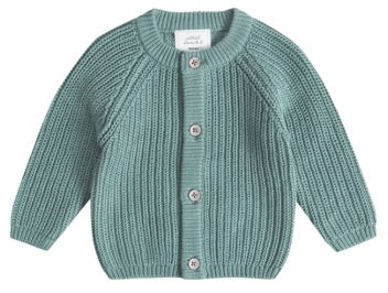 Stellou & Friends 100% Cotton Chunky Ribbed Knitted Cardigan for Boys & Girls Ages 0-6 Years