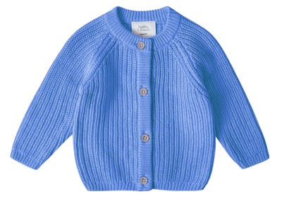 Stellou & Friends 100% Cotton Chunky Ribbed Knitted Cardigan for Boys & Girls Ages 0-6 Years