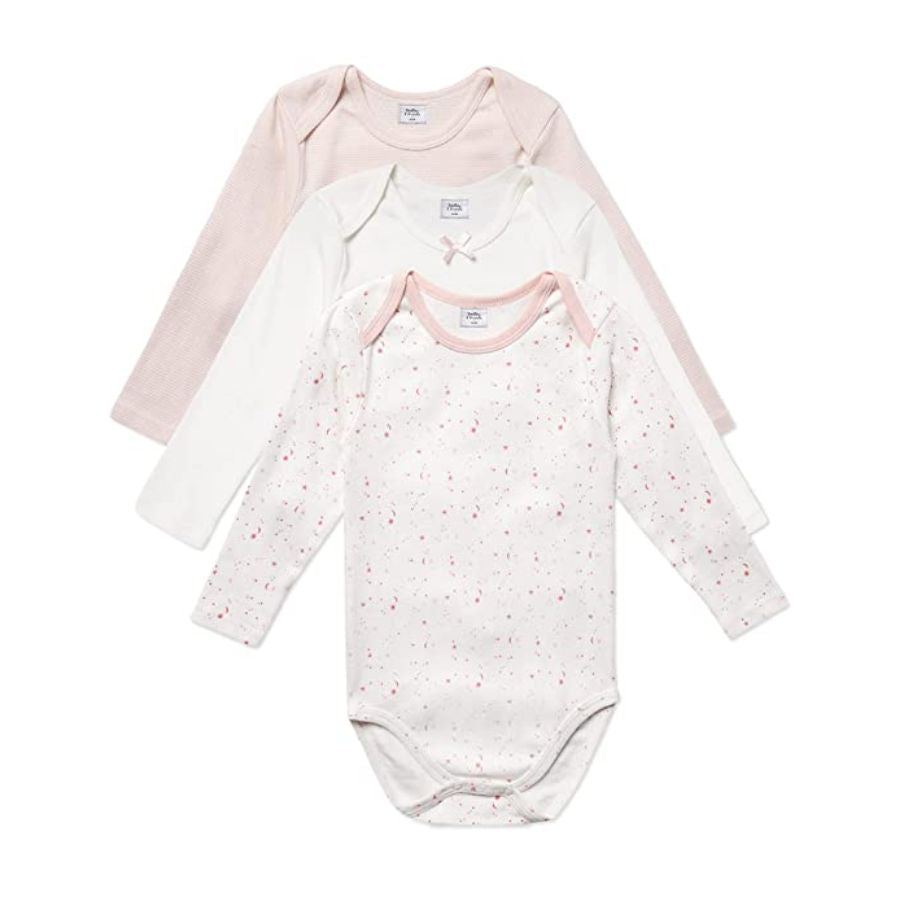 Stellou & Friends Unisex Cotton Long Sleeve Onesies - 3 pack of Soft Bodysuits for Baby Boys & Girls