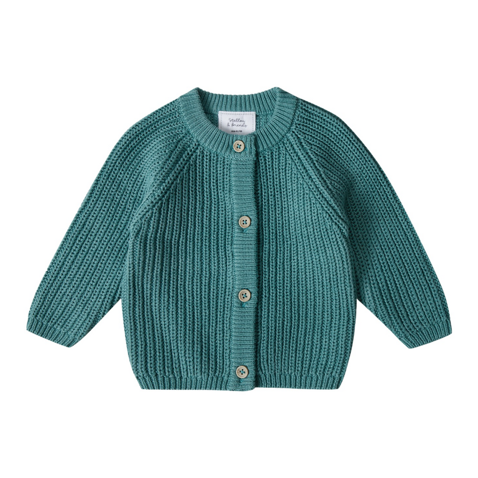 Stellou Friends 100 Cotton Chunky Ribbed Knitted Cardigan for