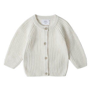 Stellou & Friends 100% Cotton Chunky Ribbed Knitted Cardigan for Boys & Girls Ages 0-6 Years