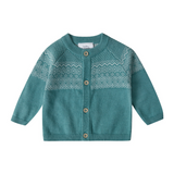 Stellou & Friends 100% Cotton Knit Norwegian Jacquard Design Baby Toddler Boys Girls Long Sleeve Cardigan Sweater (Birth - 4 years)