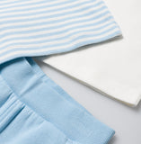 Stellou & Friends Cotton Blue and White 3 Piece Clothing Set for Newborns, Babies and Toddlers