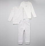 Stellou & Friends Cotton Gray & White 3 Piece Clothing Set for Newborns, Babies and Toddlers
