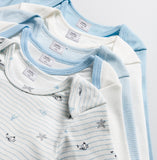 Stellou & Friends Baby Cotton Long Sleeve Onesies - 5 pack of Soft Blue and White Bodysuits for Babies