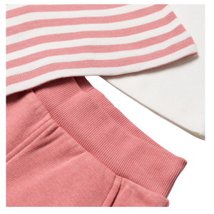 Stellou & Friends Cotton Pink and White 3 Piece Clothing Set for Newborns, Babies and Toddlers