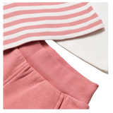 Stellou & Friends Cotton Pink and White 3 Piece Clothing Set for Newborns, Babies and Toddlers