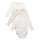 Stellou & Friends Cotton Crossbody Long Sleeve Onesies - 3 pack of Bodysuits for Babies