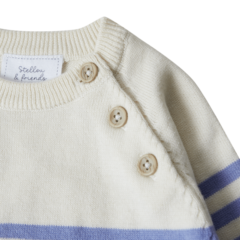 Jacquard-knit cotton jumper - Natural white/Striped - Kids
